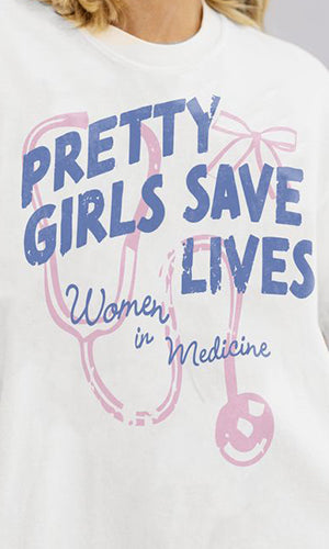 Pretty Girls Save Lives Graphic Print Oversized T-Shirt