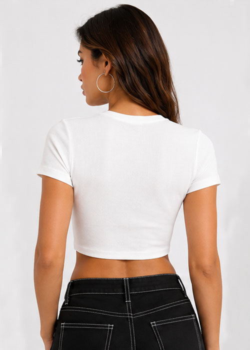 Las Vegas 1998 Graphic Slim Fit Crop Top – White