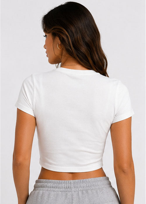 "I'm Literally Just a Girl" Graphic Slim Fit Crop Top – White