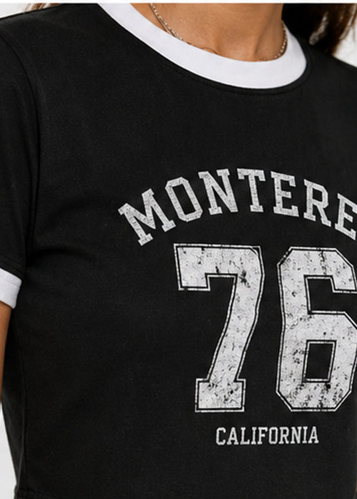 Monterey 76 Graphic Ringer Crop Tee