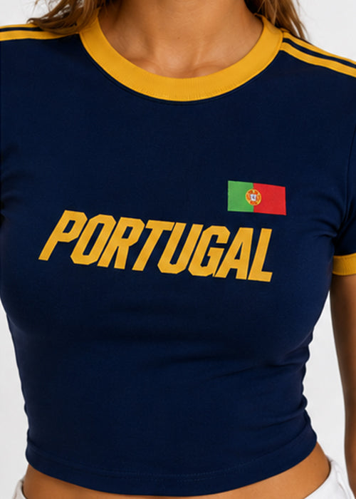 Fitted Portugal Graphic Ringer Crop Tee