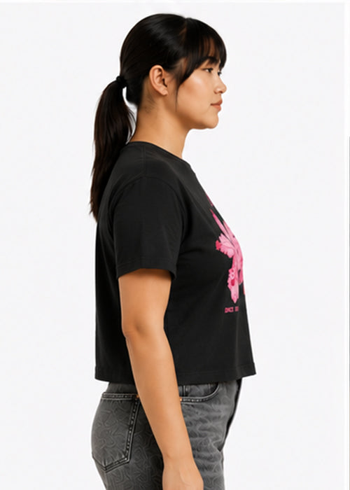 Fitted Simple Joy Floral Graphic Oversized Tee
