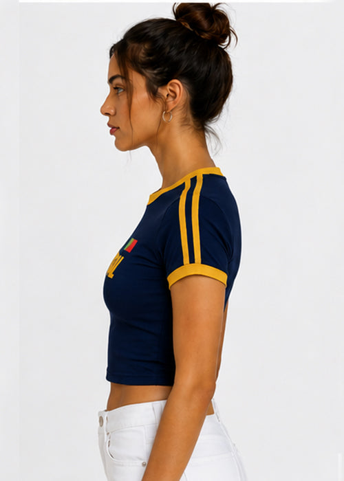 Fitted Portugal Graphic Ringer Crop Tee