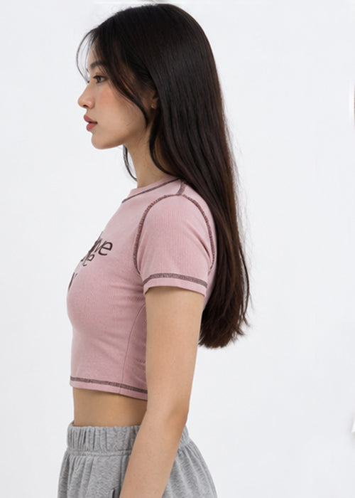 Fitted Love Shine Butterfly Graphic Crop Top