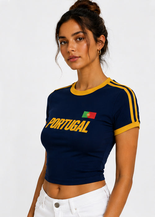 Fitted Portugal Graphic Ringer Crop Tee