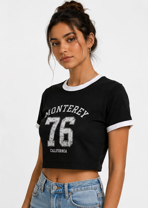 Monterey 76 Graphic Ringer Crop Tee