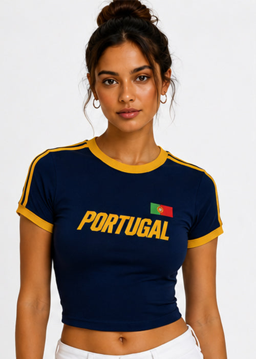 Fitted Portugal Graphic Ringer Crop Tee