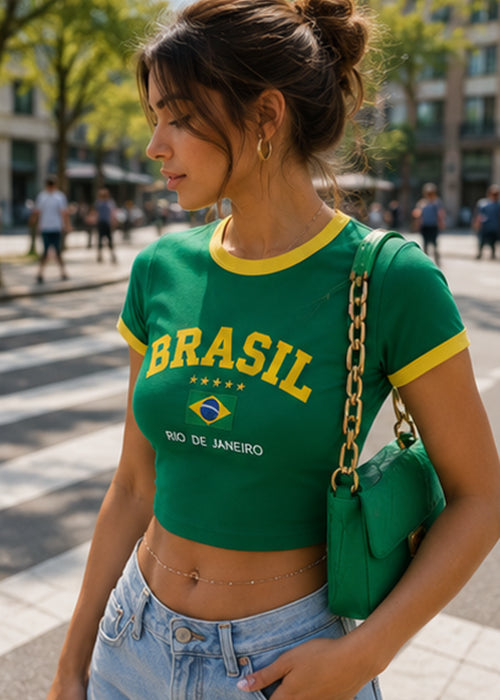 Retro Rio Fitted Crop Top-Green