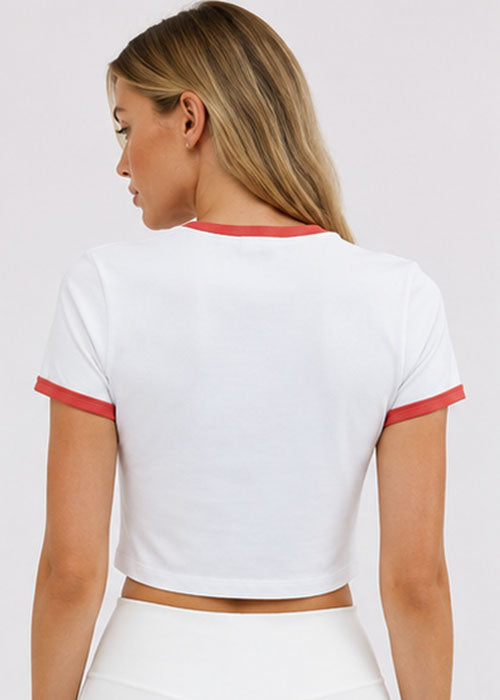 Spicy Typography Ringer Crop Top – White