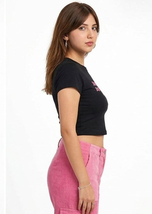 "Don't Hate Me It Turns Me On" Graphic Black Crop Top