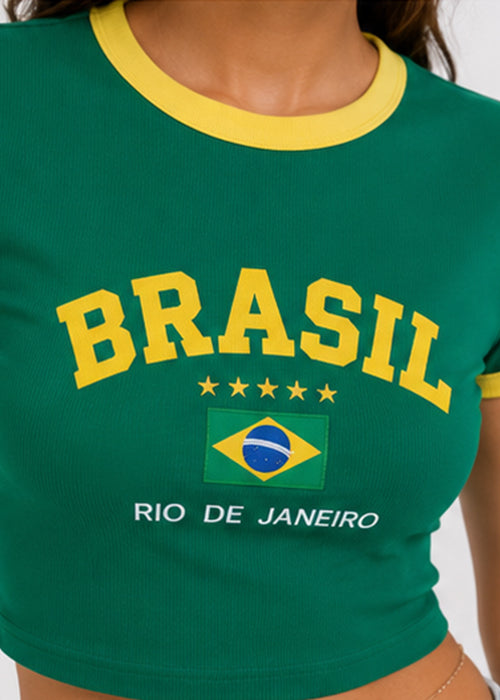 Retro Rio Fitted Crop Top-Green