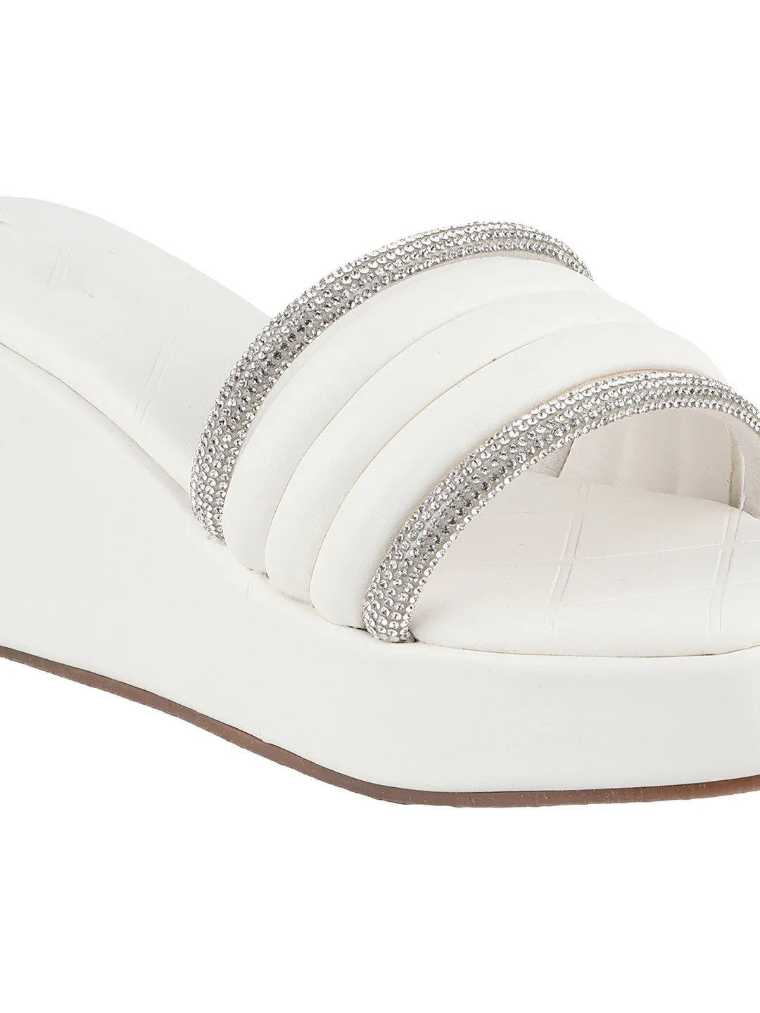 Crystal Strap Wedge Slides