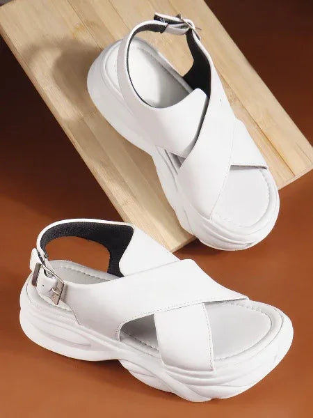 Bold Buckle Platform Comfort Sandals