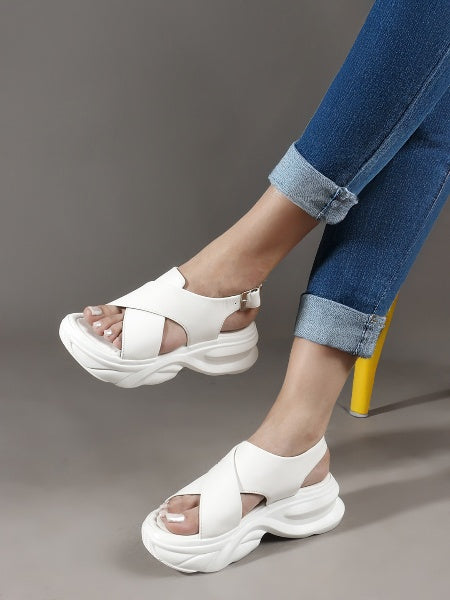 Bold Buckle Platform Comfort Sandals