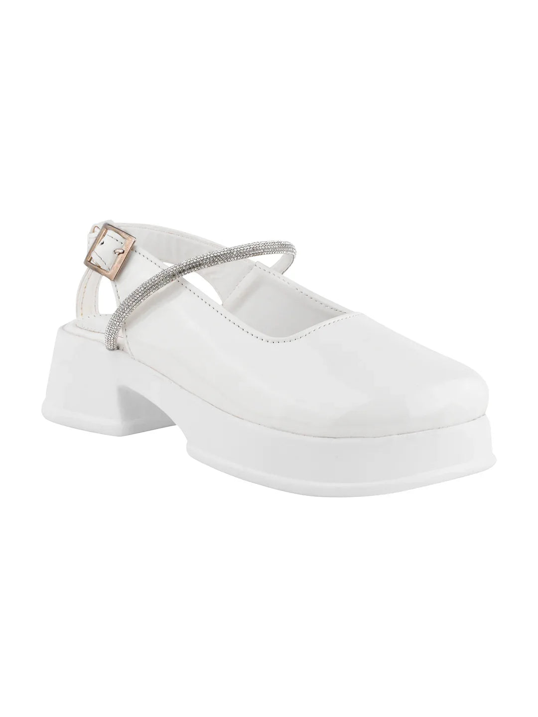 Classic Gloss Finish Ankle Strap Block Heels