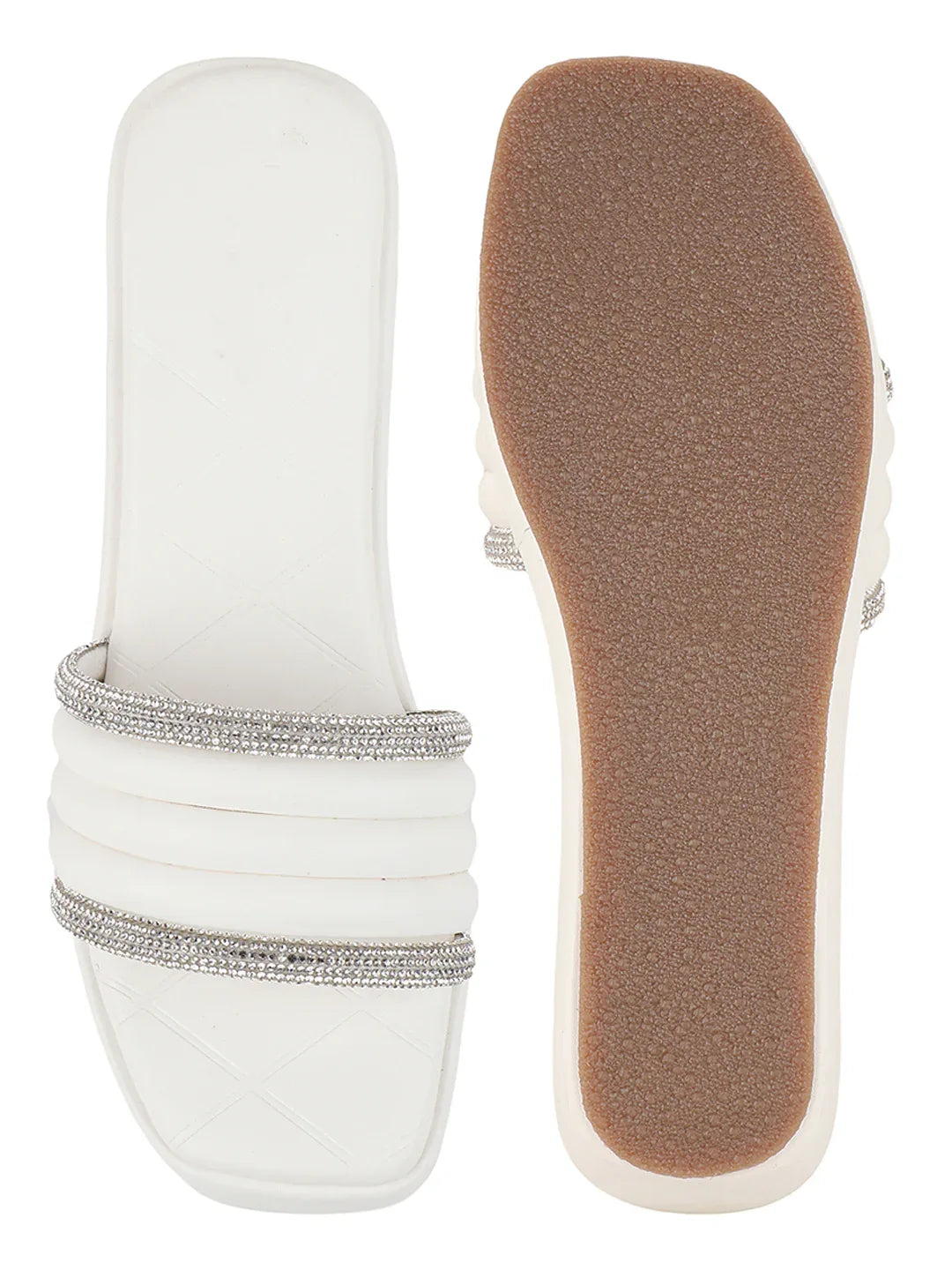 Crystal Strap Wedge Slides