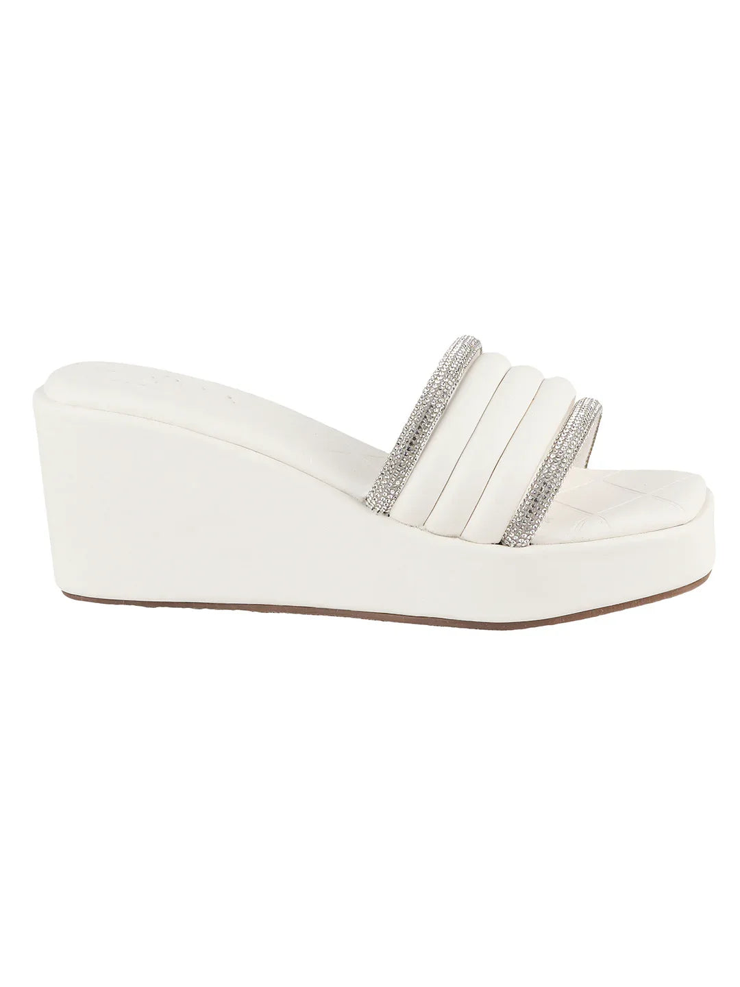 Crystal Strap Wedge Slides