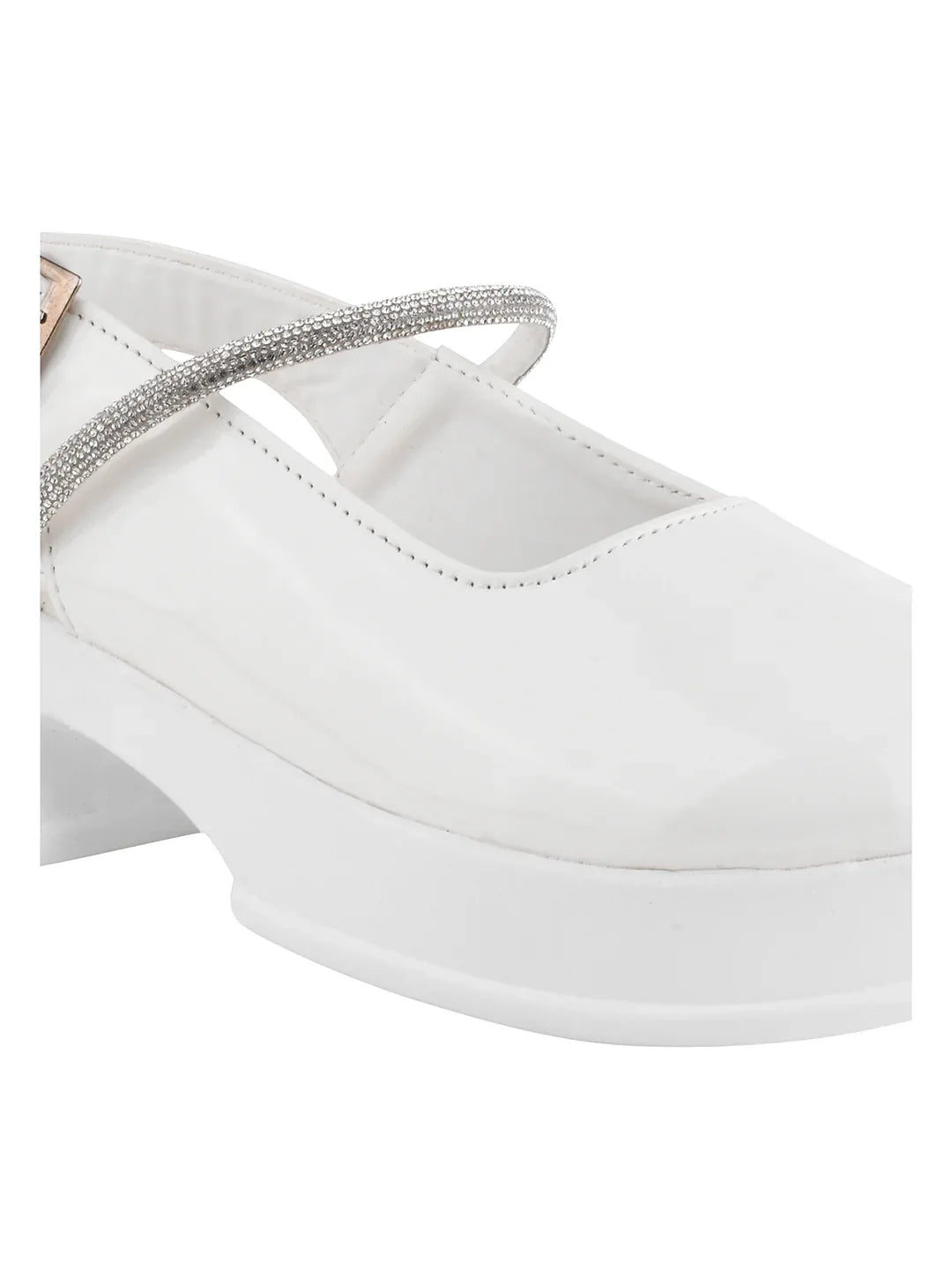 Classic Gloss Finish Ankle Strap Block Heels