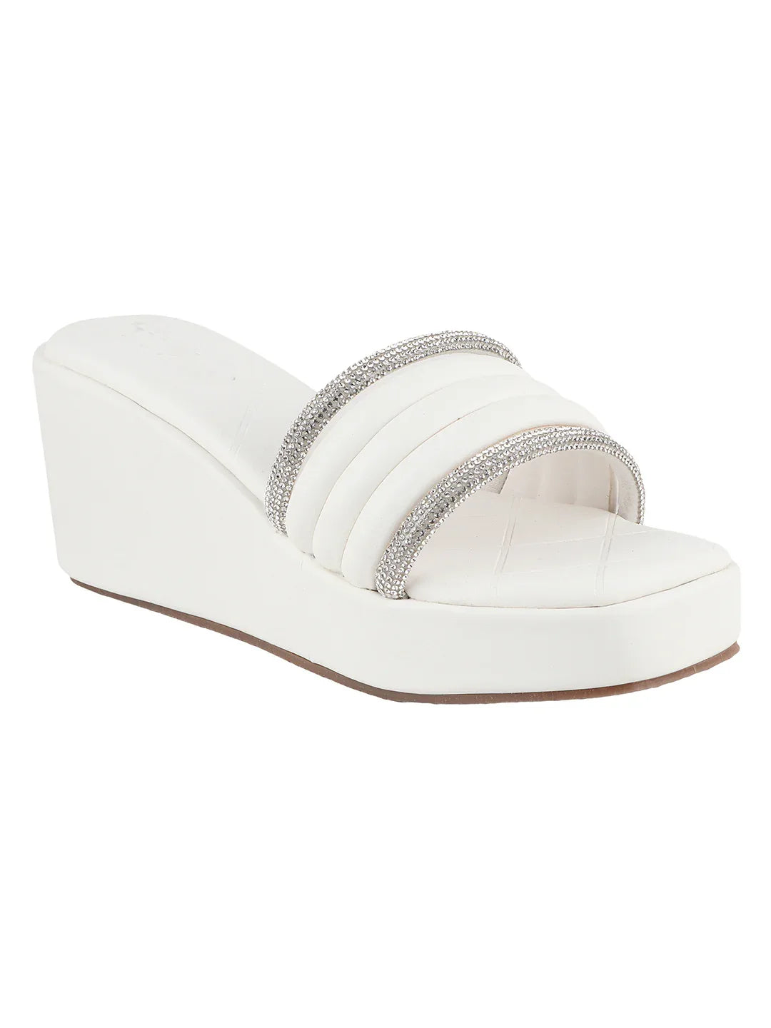 Crystal Strap Wedge Slides