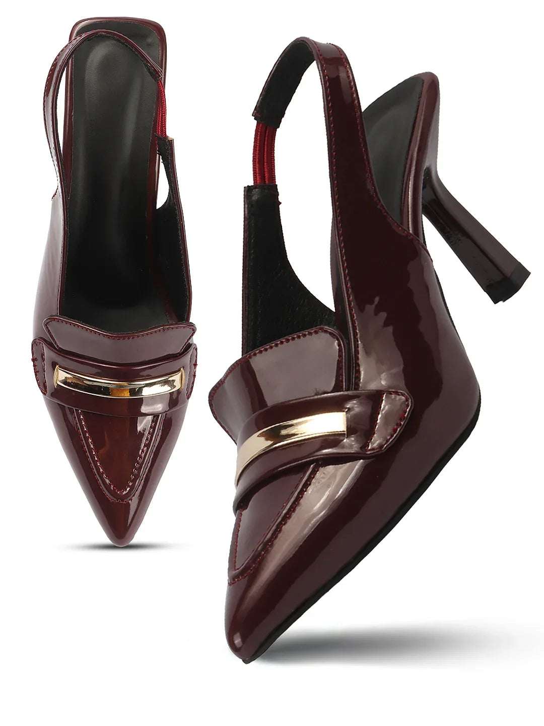 Elegant Glossy Finish Slingback Pumps