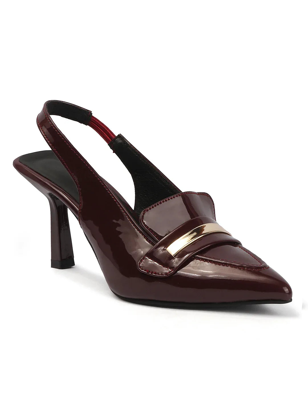 Elegant Glossy Finish Slingback Pumps