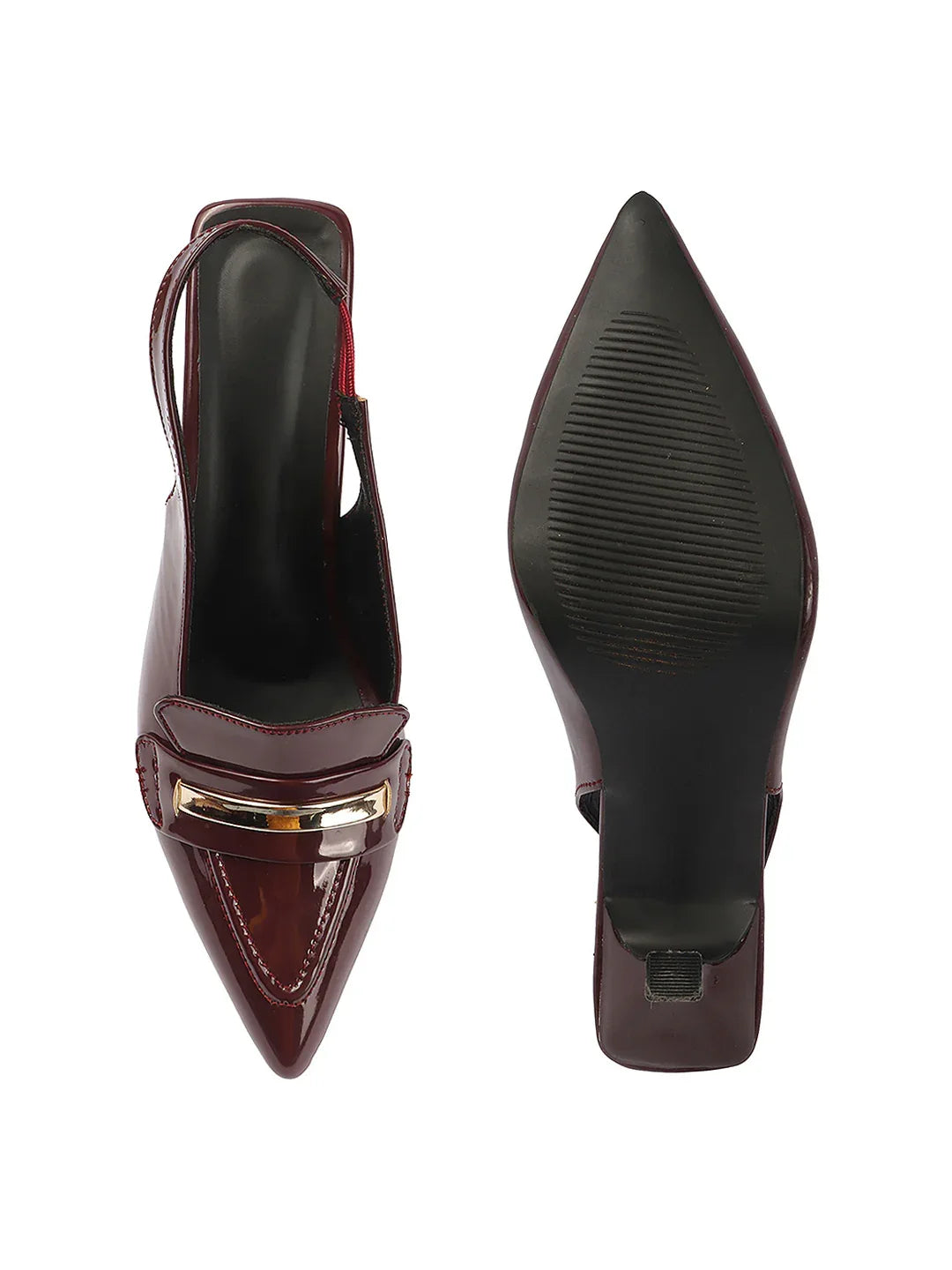 Elegant Glossy Finish Slingback Pumps