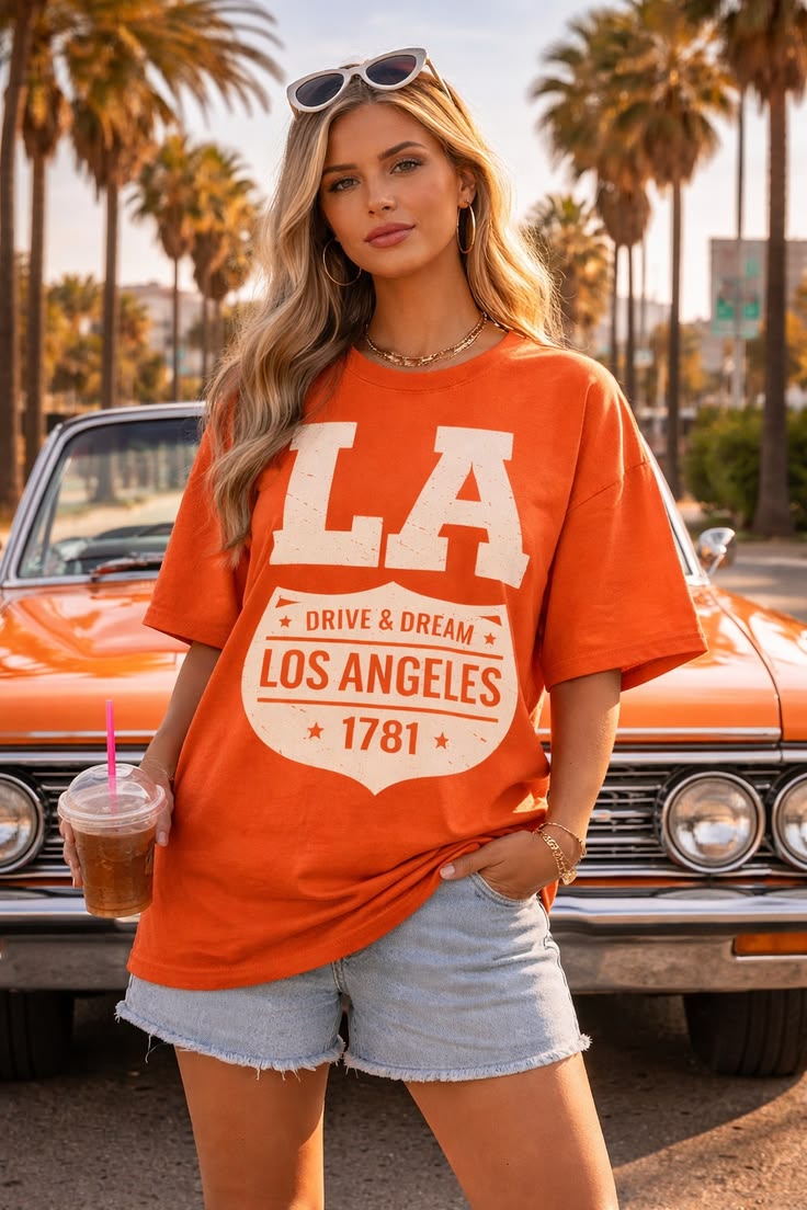 Oversized Los Angeles LA Graphic Printed T-Shirt