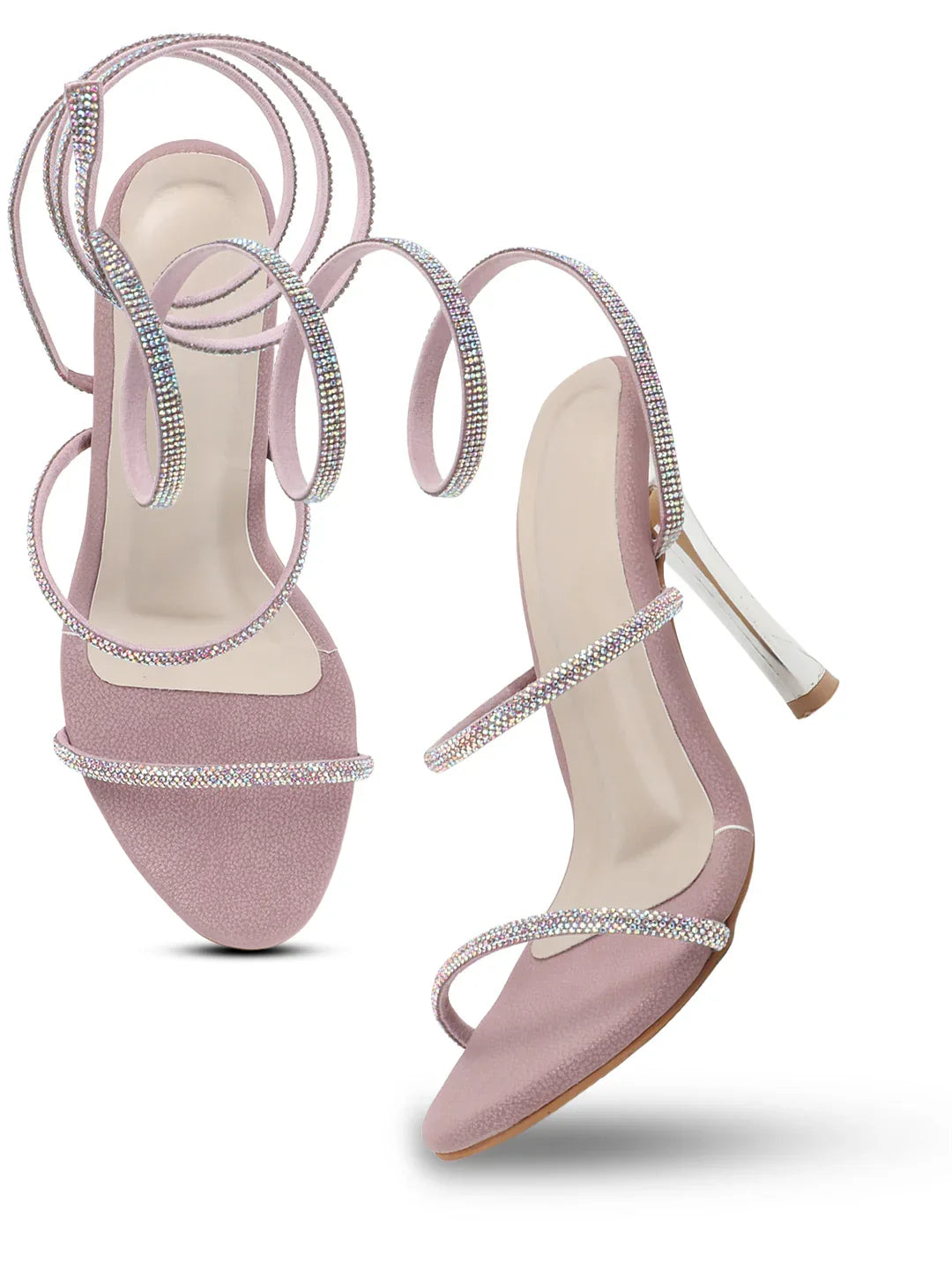 Crystal Strap Ankle Wrap Stiletto Heels