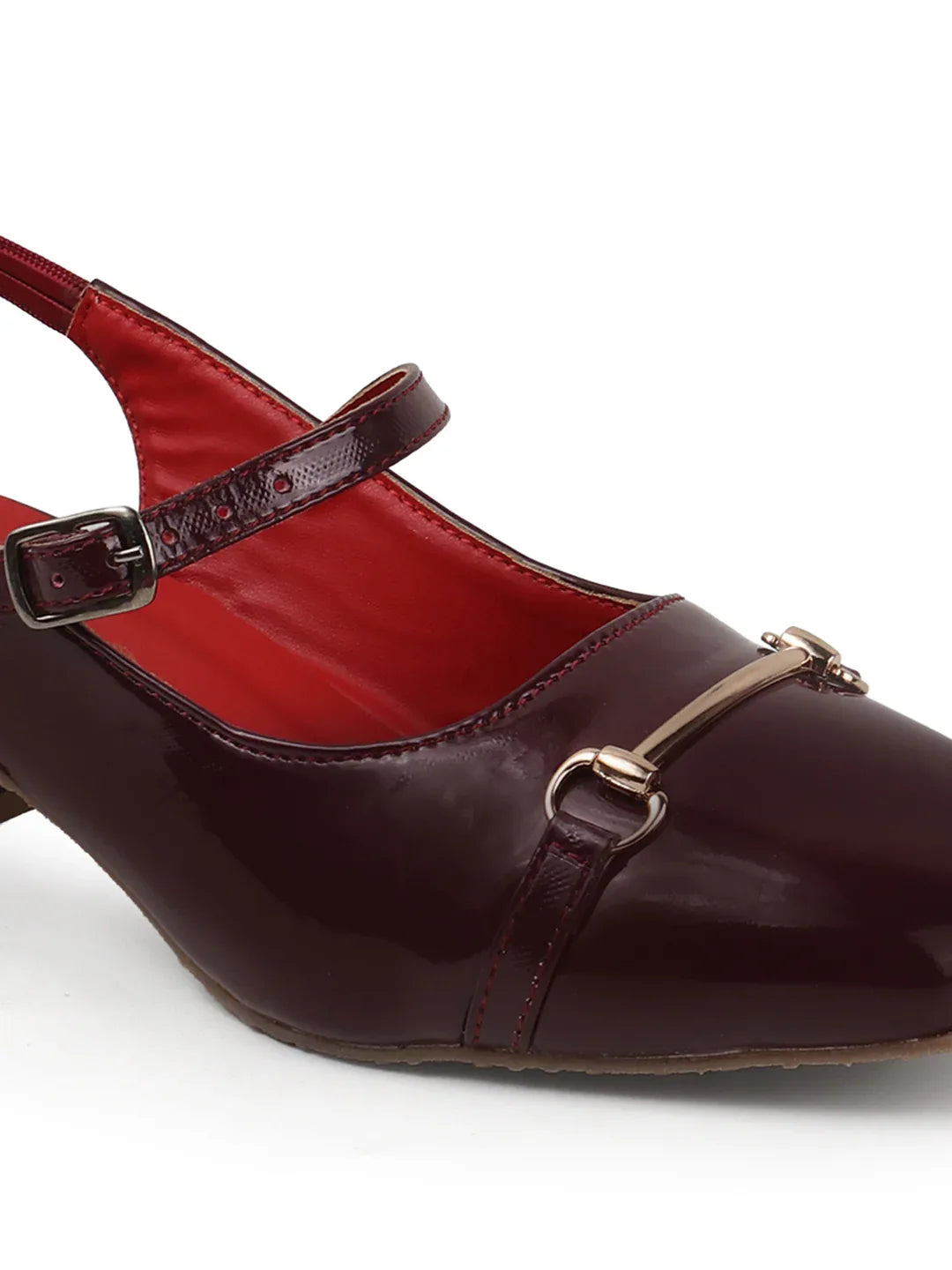 Classic Patent Strap Mid Heel Pumps