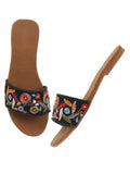 TRYME Trendy Embroidered Slip-on Flat Sandals For Women And Girls