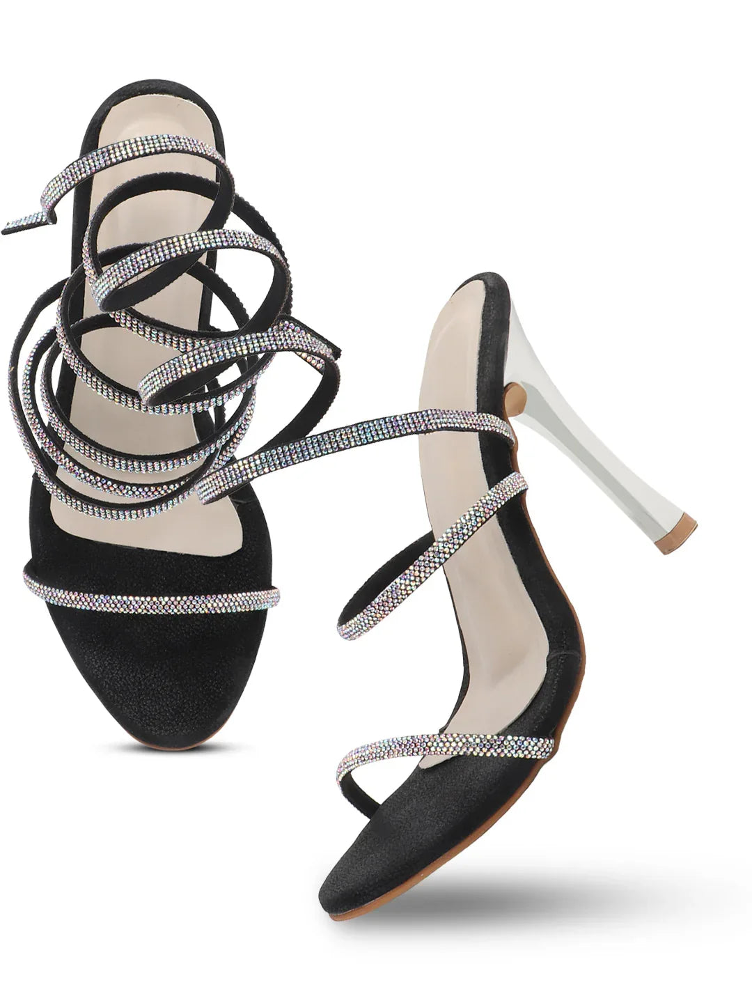 Crystal Strap Ankle Wrap Stiletto Heels