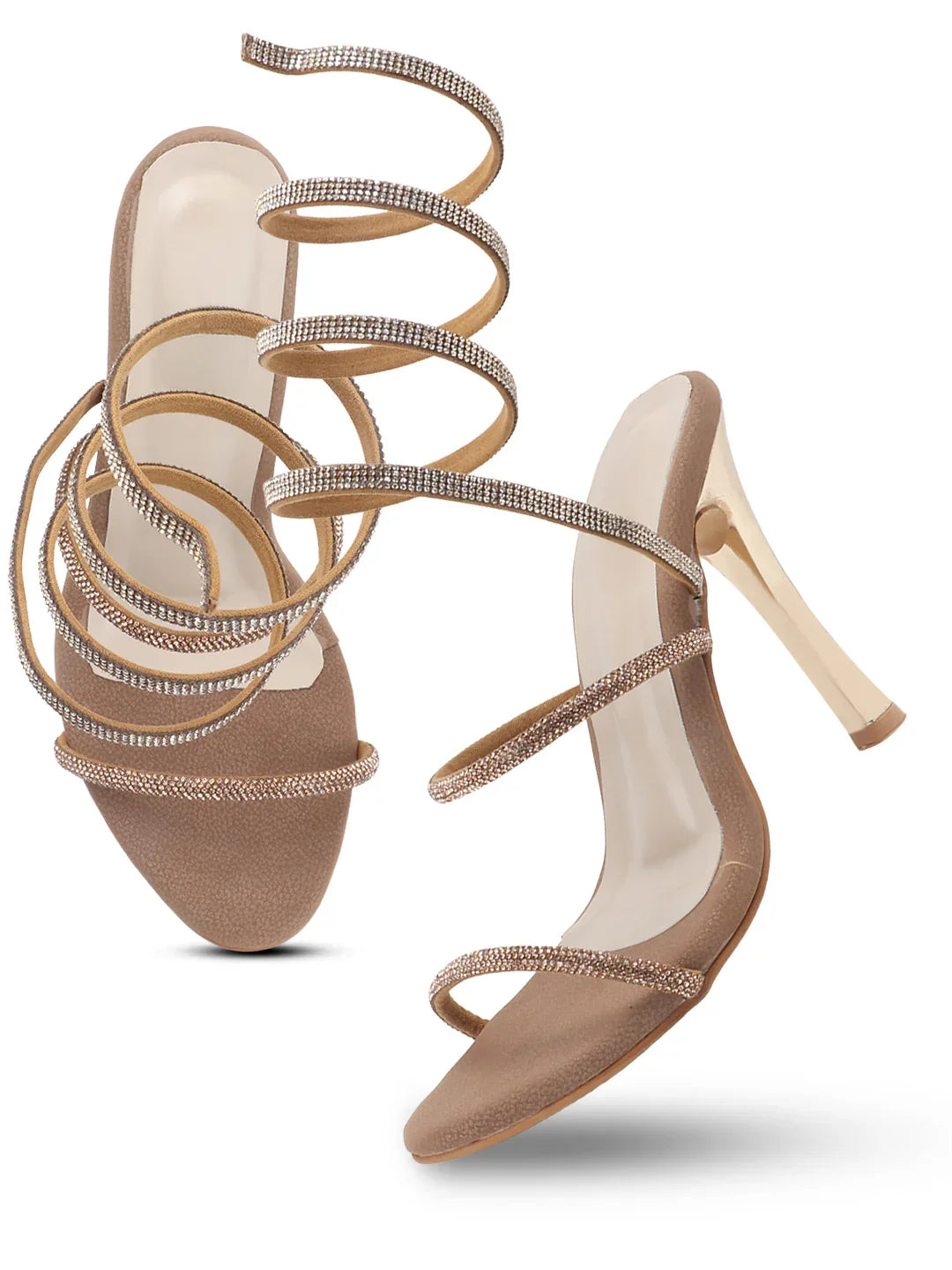 Glam Studded Bow Pointed Slingback Heels