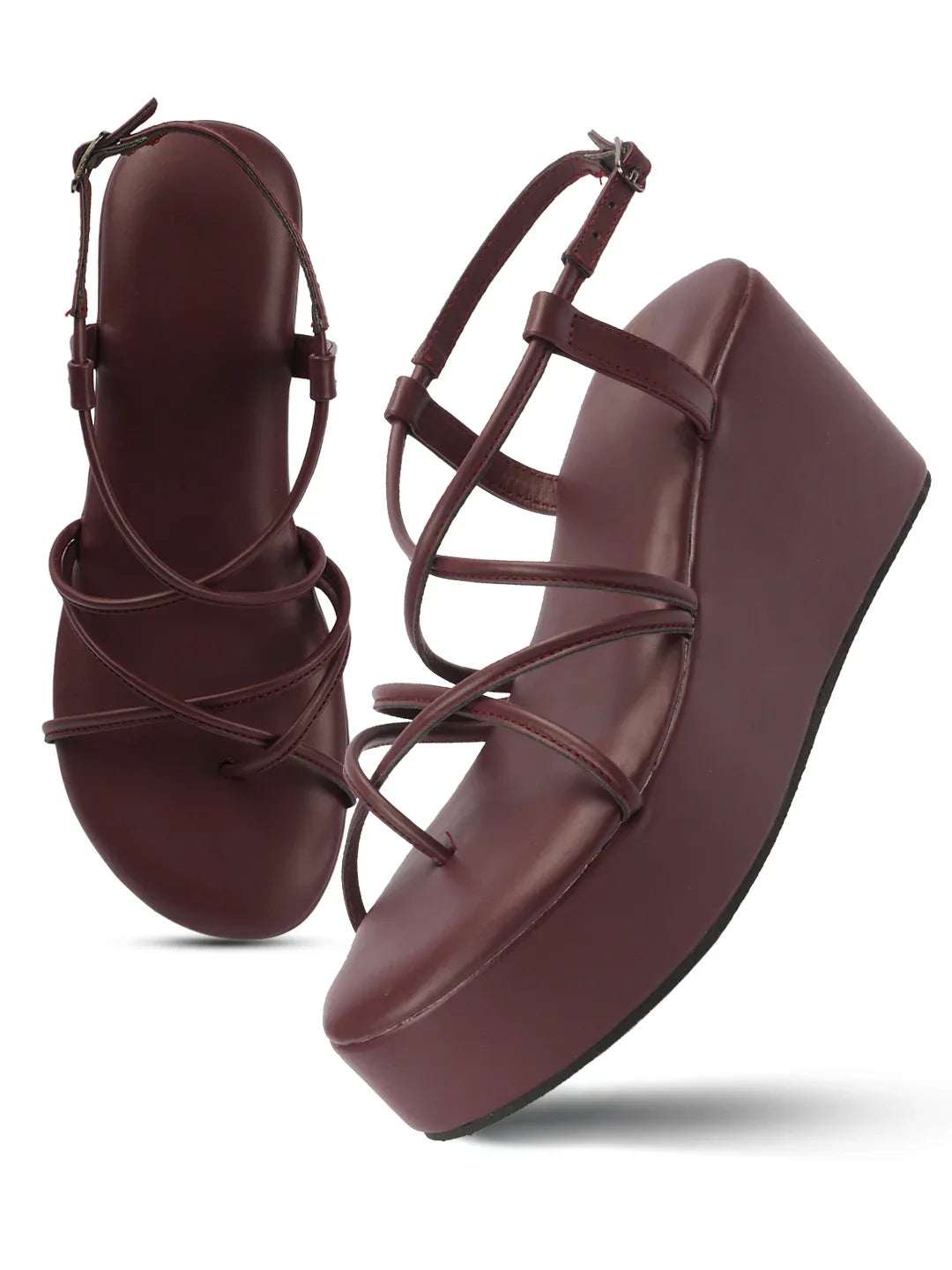 Trendy Open-Toe Strappy Wedges Heel Sandals