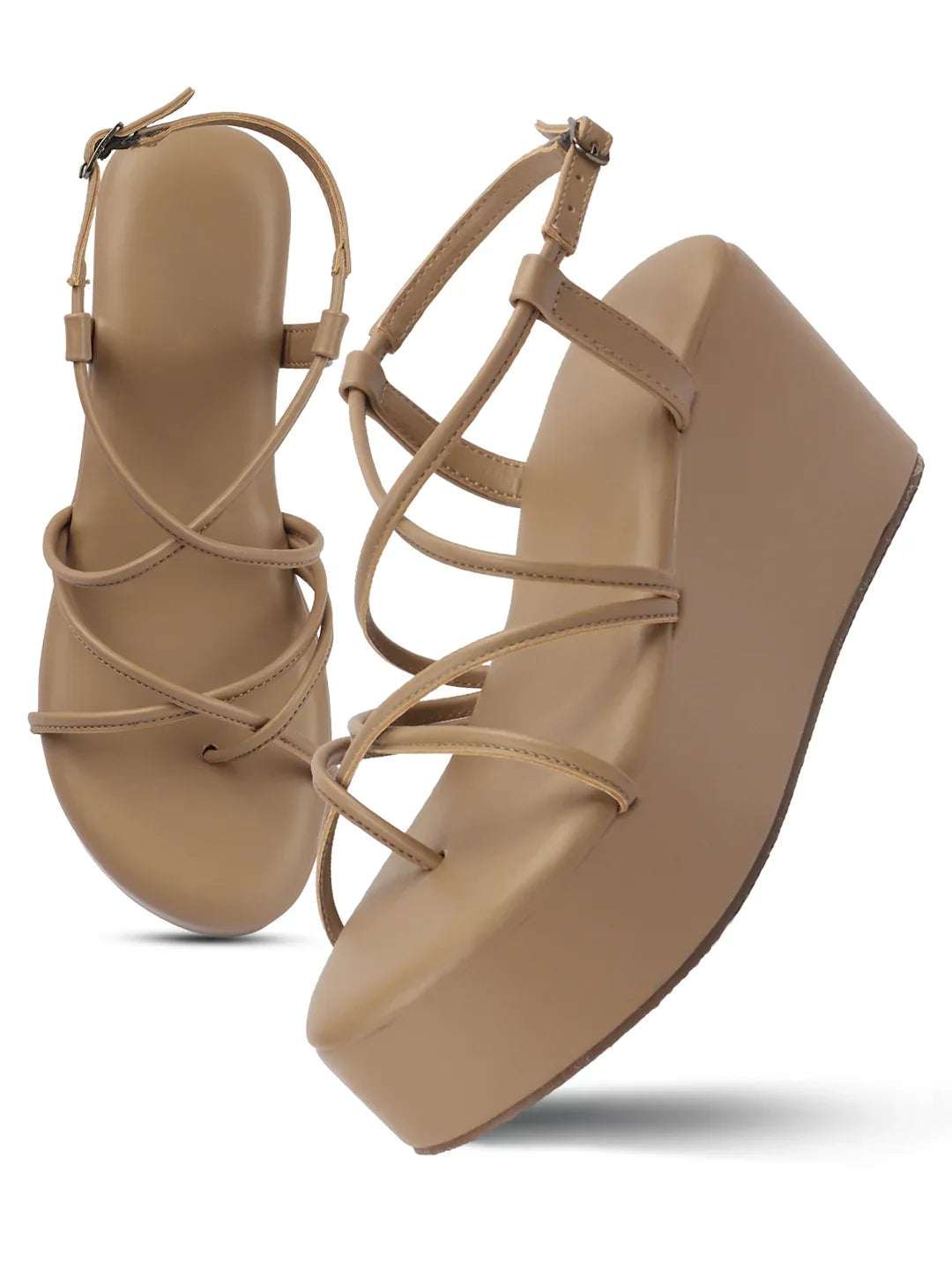 Trendy Open-Toe Strappy Wedges Heel Sandals