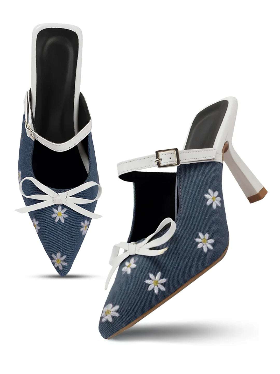 Fashion Heels with Buckle Strap and Pointed Toe Design