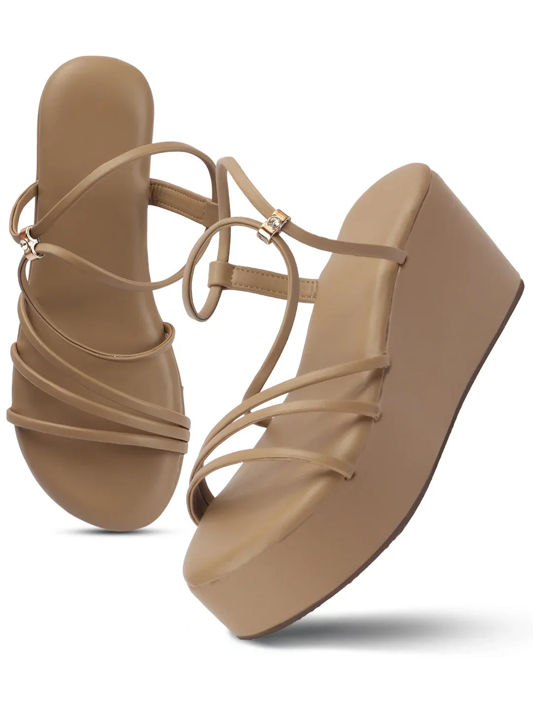 Stylish Multi-Strap Wedges Heel Sandals
