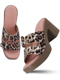 Animal Print Double Buckle Block Heel