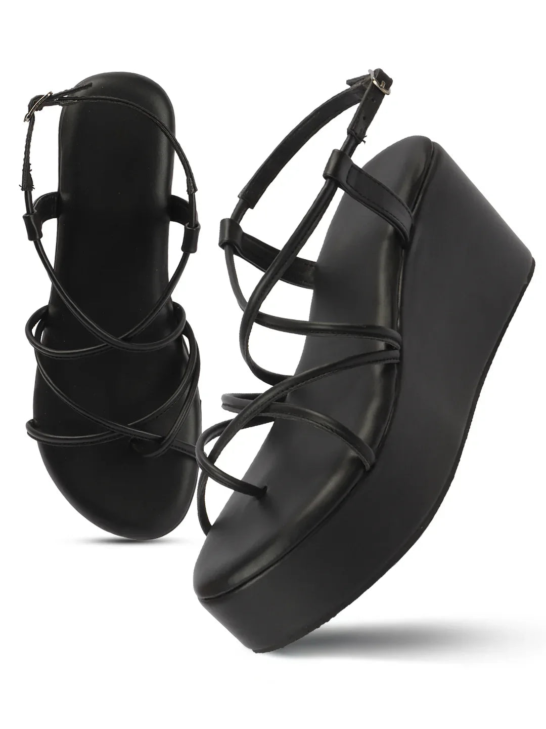 Trendy Open-Toe Strappy Wedges Heel Sandals
