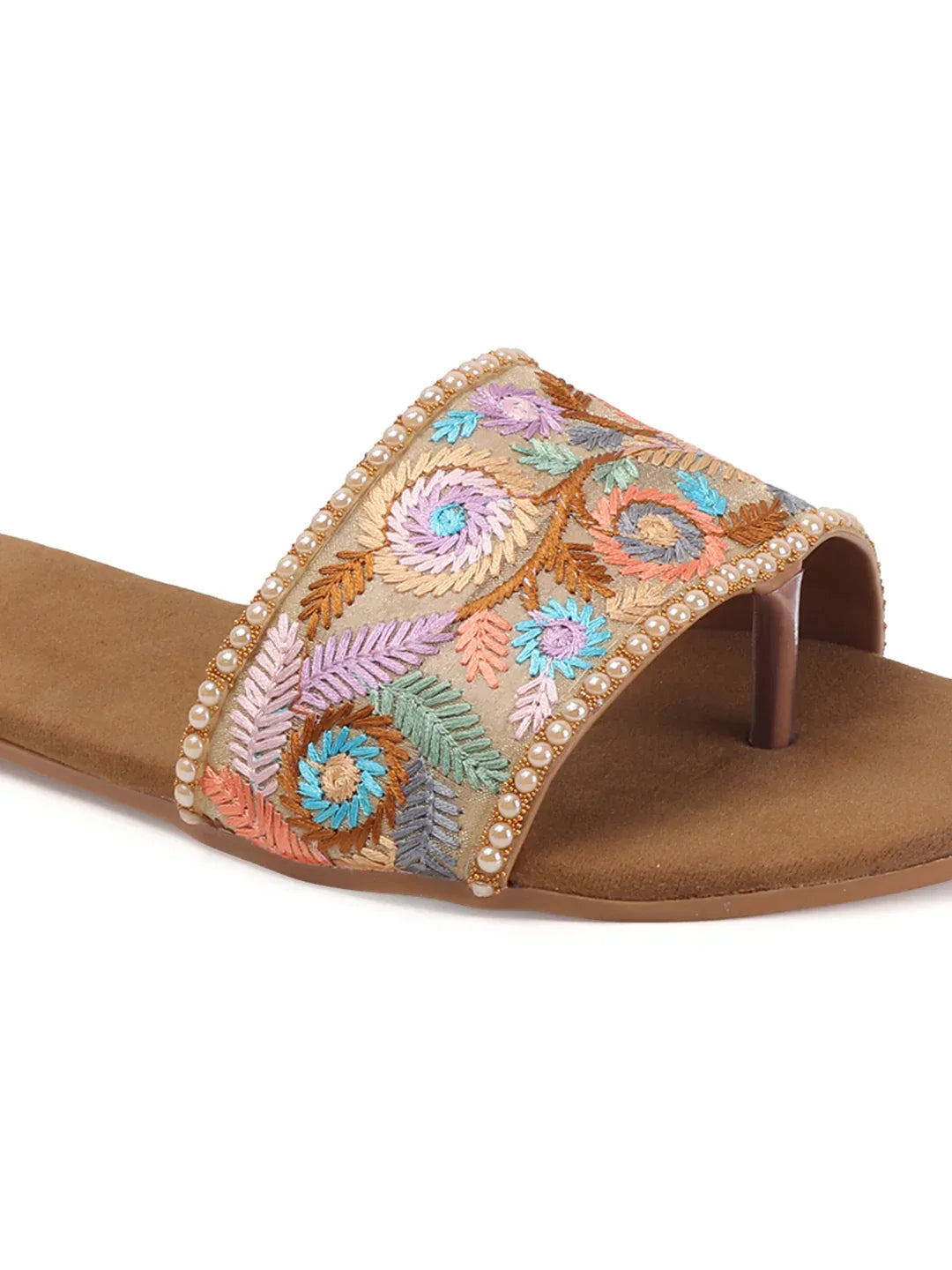 TRYME Trendy Embroidered Slip-on Flat Sandals For Women And Girls