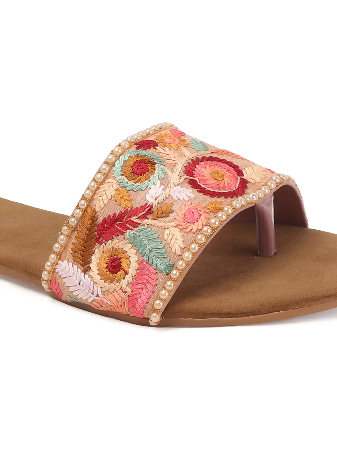 TRYME Trendy Embroidered Slip-on Flat Sandals For Women And Girls