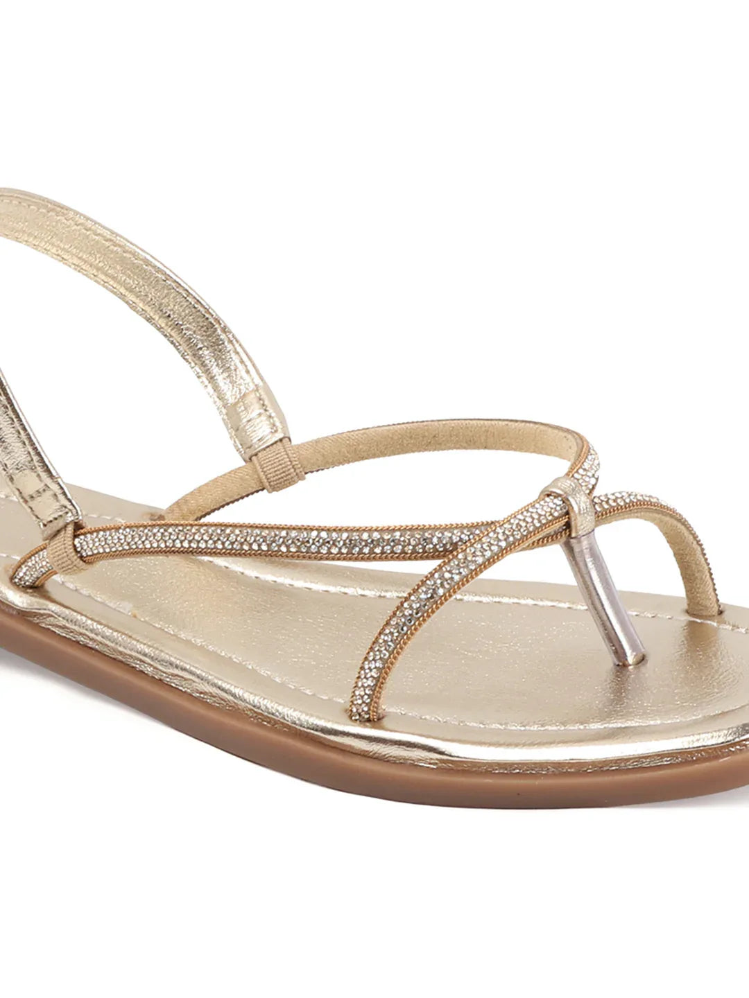 TRYME Tiny Embellished Rhinestones Slingback Flat Sandals For Women's