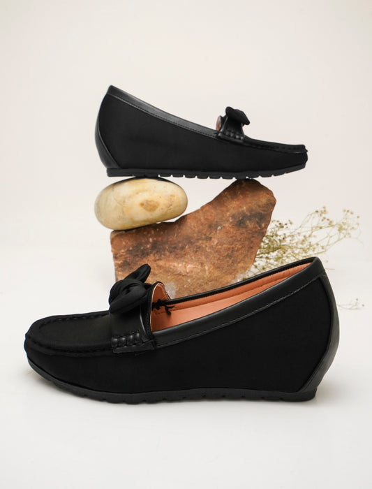Minimal Bow Style Casual Wedge Loafers