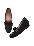 Minimal Bow Style Casual Wedge Loafers