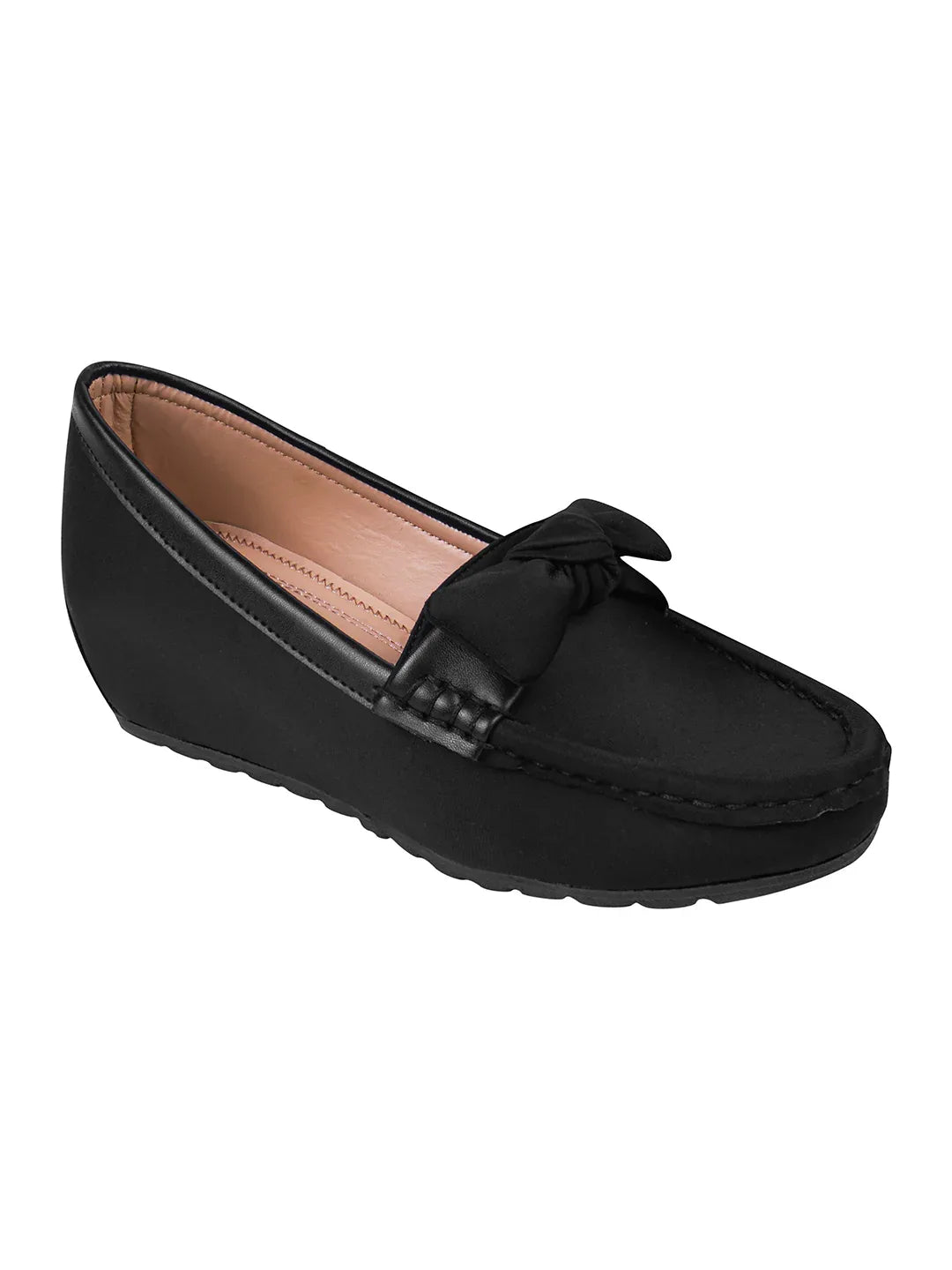 Minimal Bow Style Casual Wedge Loafers