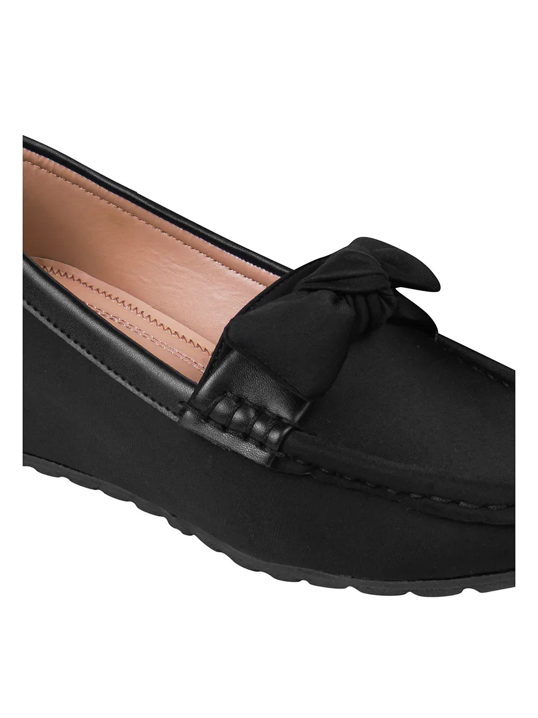 Minimal Bow Style Casual Wedge Loafers