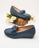Minimal Bow Style Casual Wedge Loafers