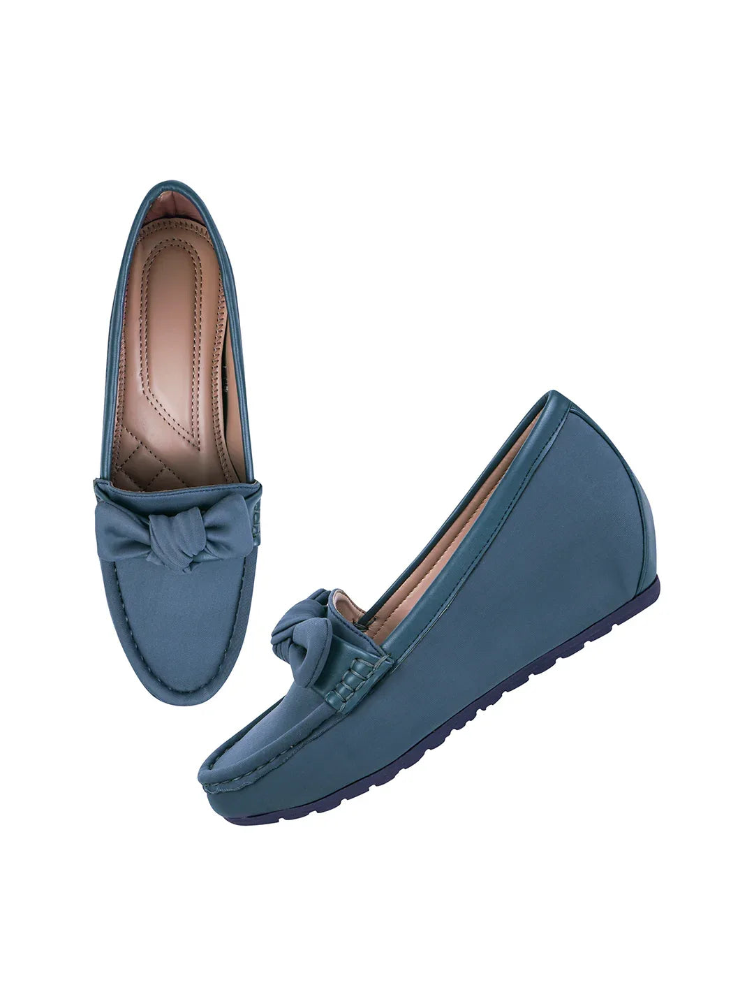 Minimal Bow Style Casual Wedge Loafers