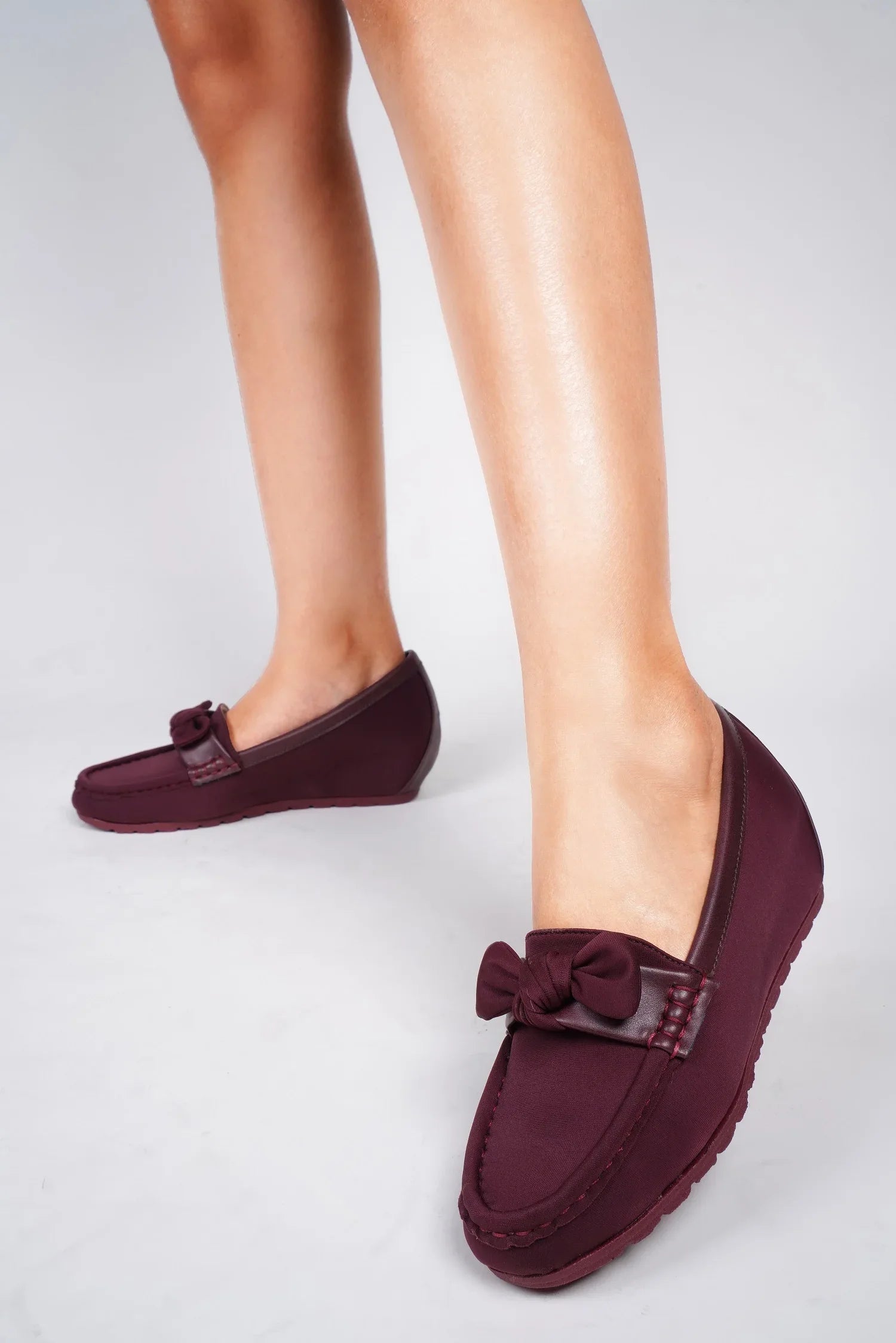 Minimal Bow Style Casual Wedge Loafers
