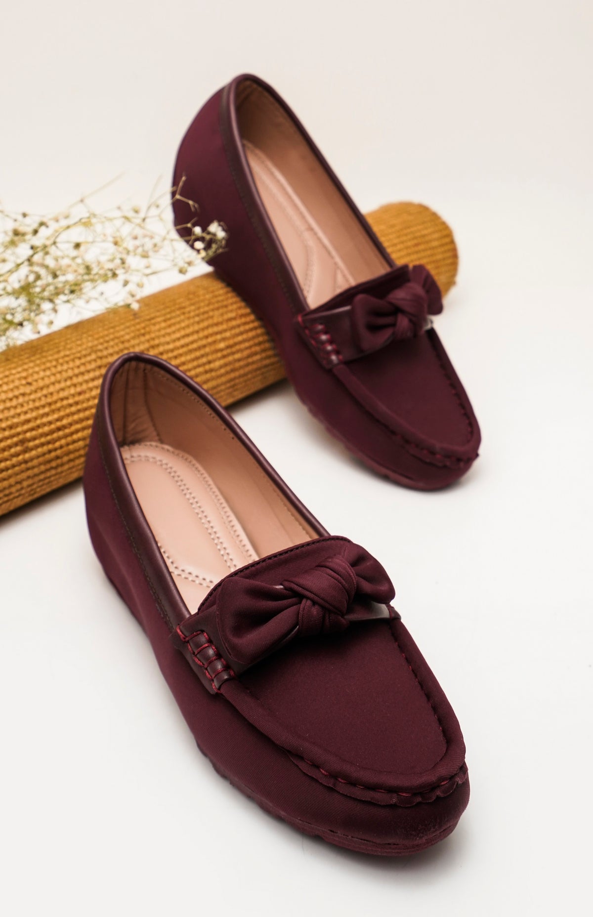 Minimal Bow Style Casual Wedge Loafers