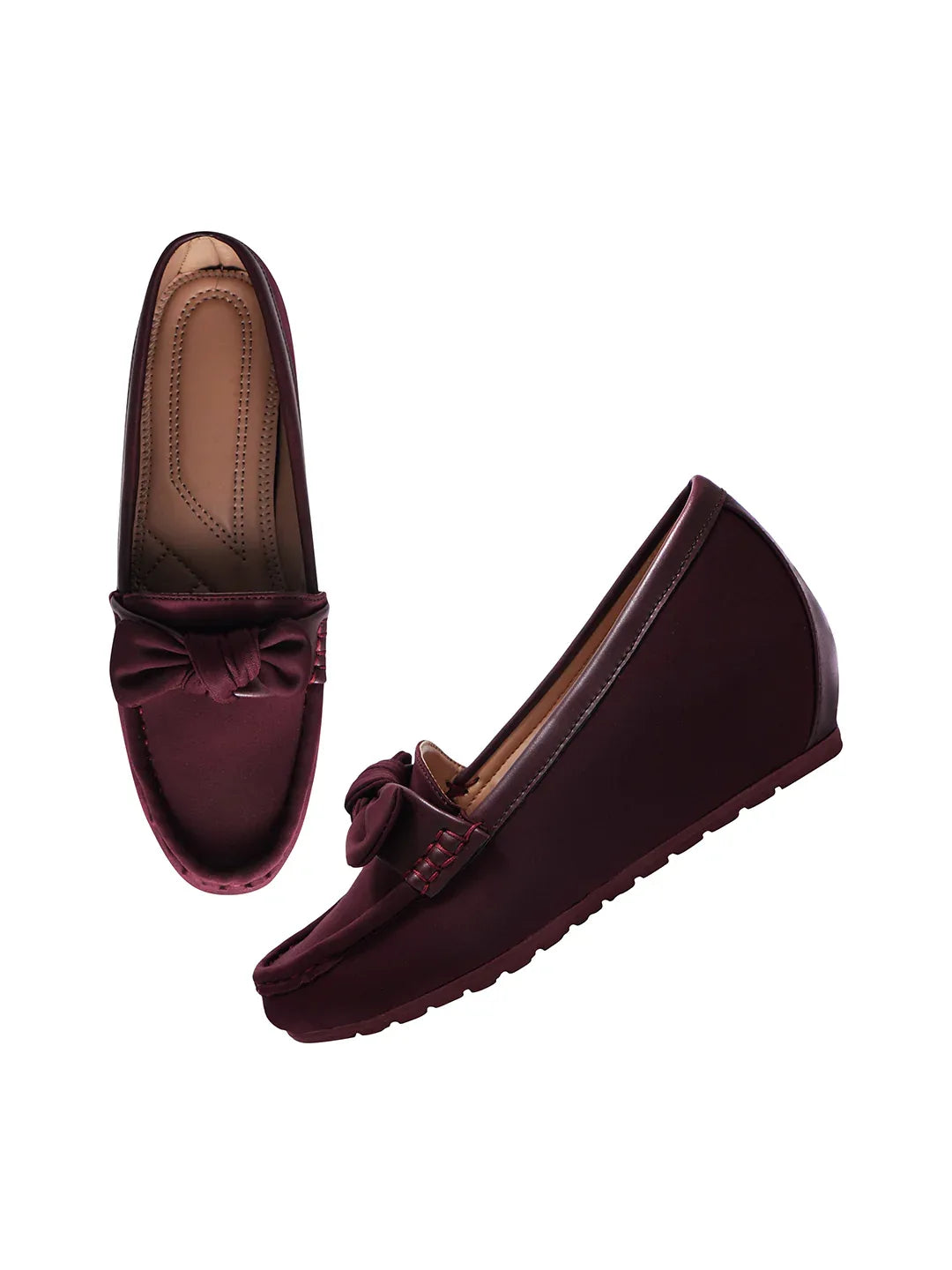 Minimal Bow Style Casual Wedge Loafers